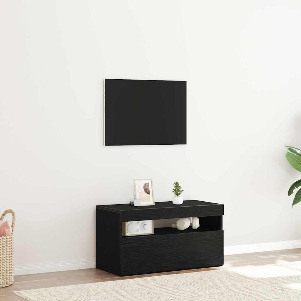 Tv-Skap Svart Eik 75 X 35 X 40 Cm Konstruert Tre