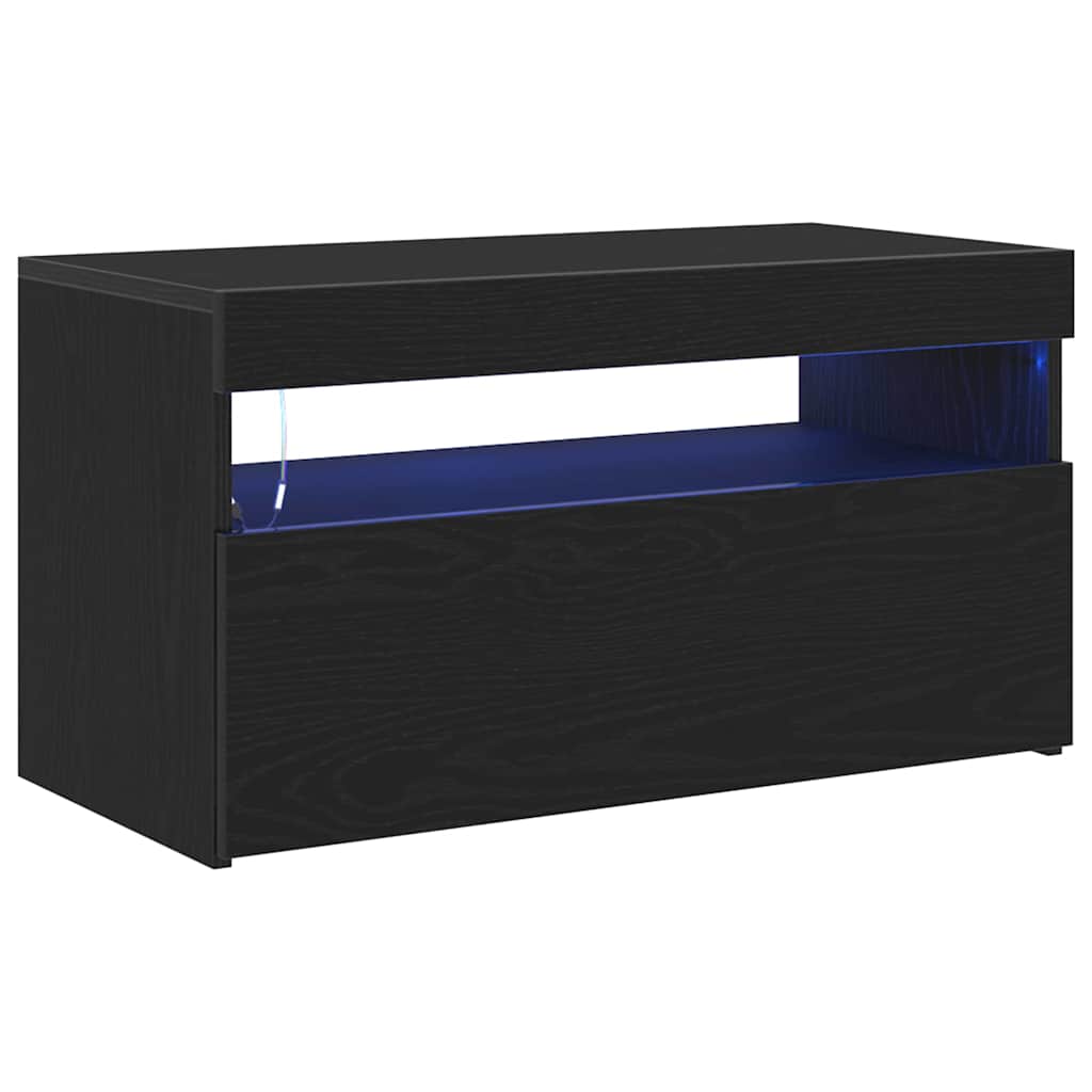 Tv-Skap Svart Eik 75 X 35 X 40 Cm Konstruert Tre
