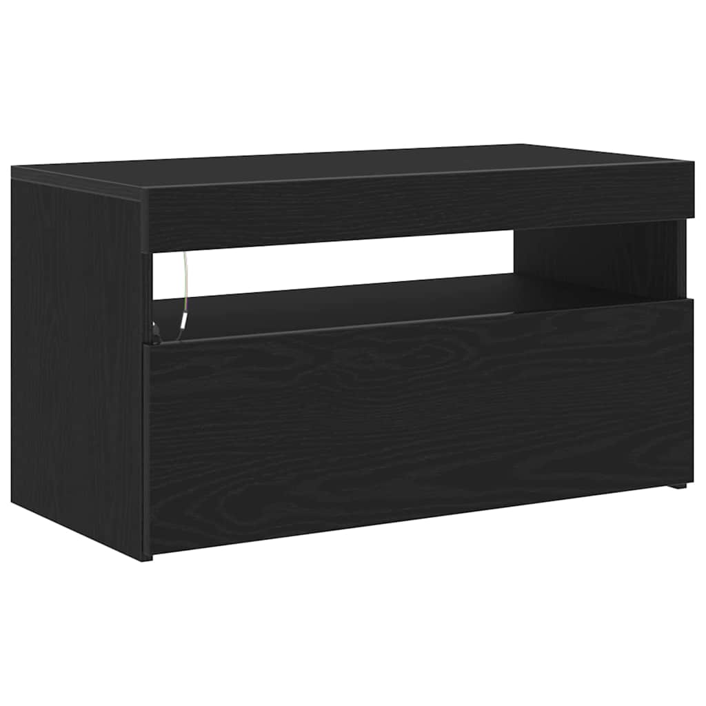 Tv-Skap Svart Eik 75 X 35 X 40 Cm Konstruert Tre