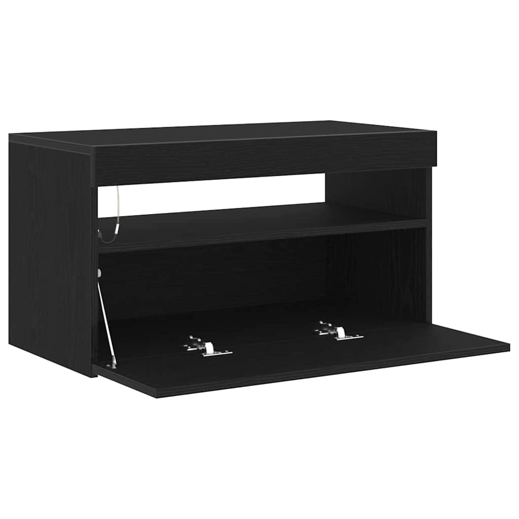 Tv-Skap Svart Eik 75 X 35 X 40 Cm Konstruert Tre