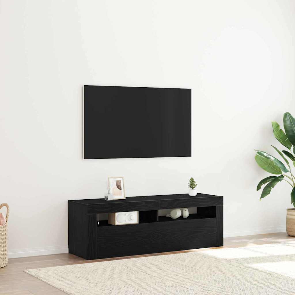 Tv-Skap Svart Eik 120 X 35 X 40 Cm Konstruert Tre