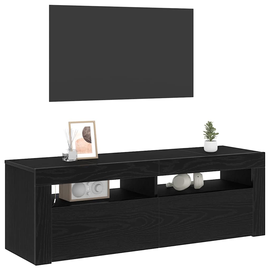 Tv-Skap Svart Eik 120 X 35 X 40 Cm Konstruert Tre