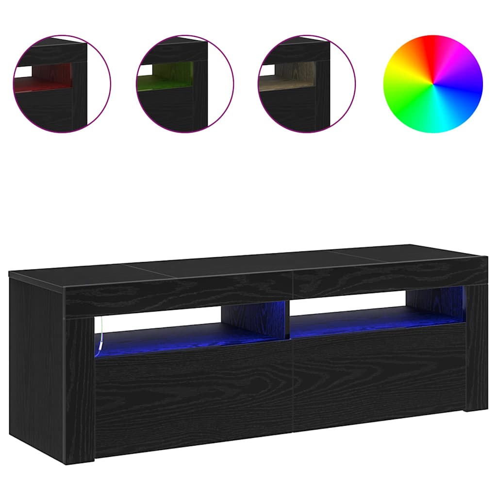 Tv-Skap Svart Eik 120 X 35 X 40 Cm Konstruert Tre