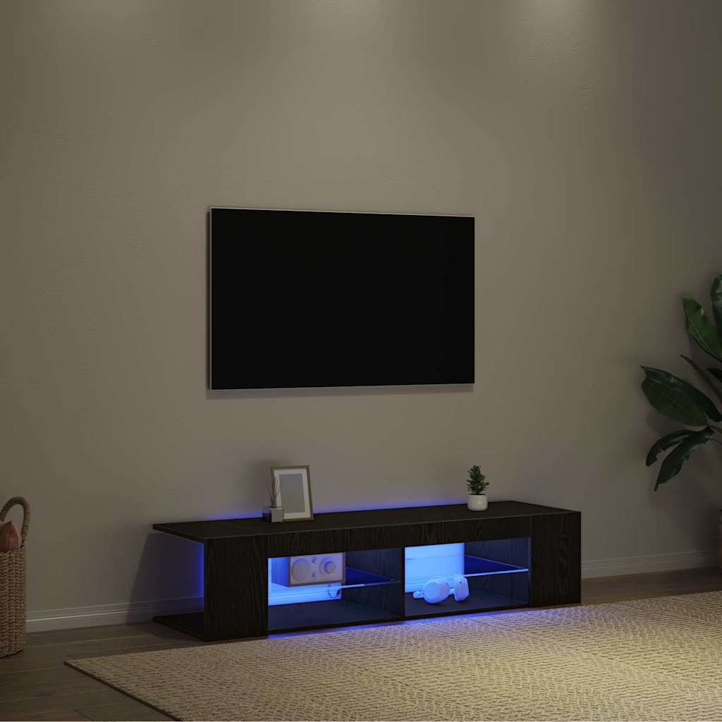 Tv-Skap Svart Eik 135 X 39 X 30 Cm Konstruert Tre