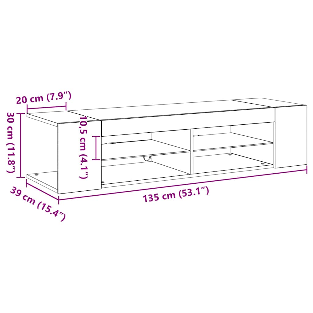 Tv-Skap Svart Eik 135 X 39 X 30 Cm Konstruert Tre