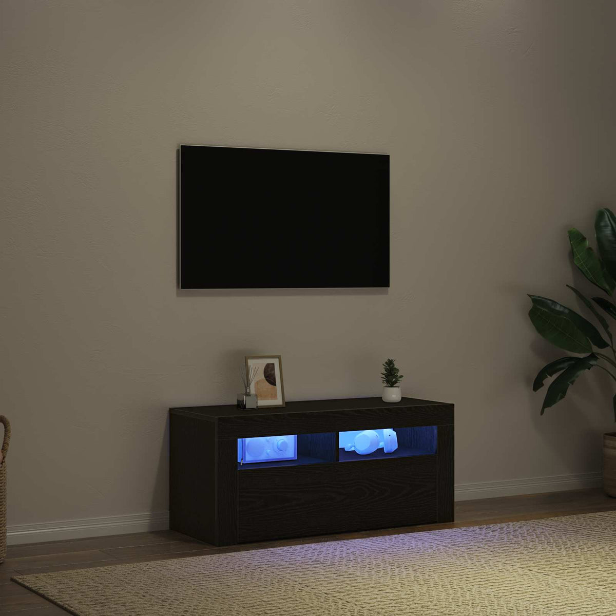 Tv-Skap Med Skuff Svart Eik 90 X 39 X 30 Cm Konstruert Tre