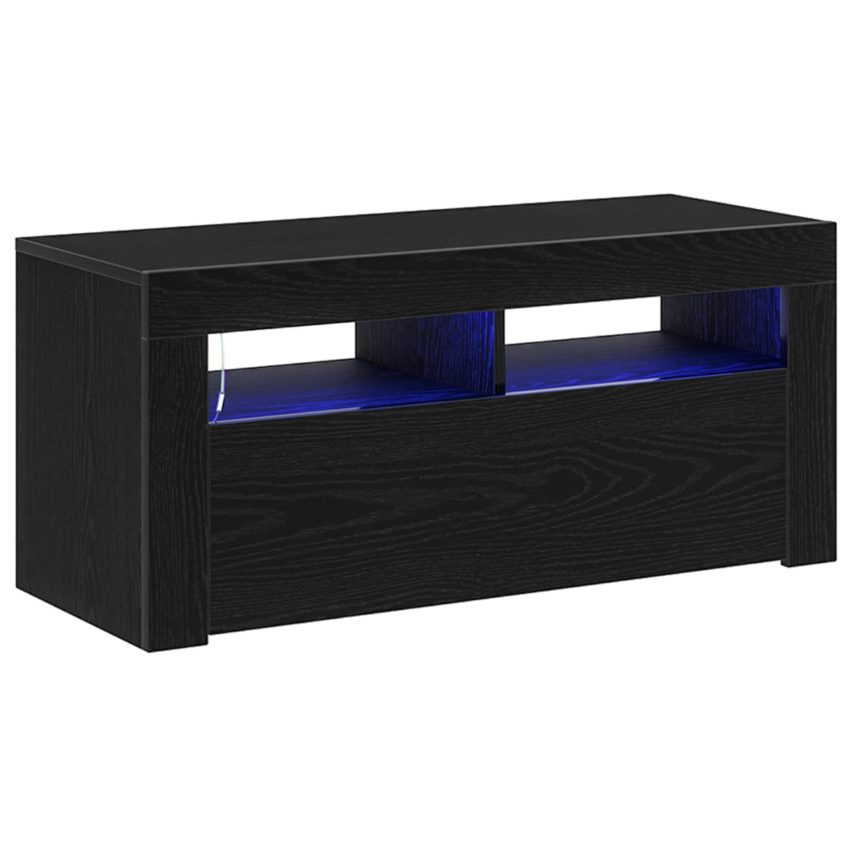 Tv-Skap Med Skuff Svart Eik 90 X 39 X 30 Cm Konstruert Tre