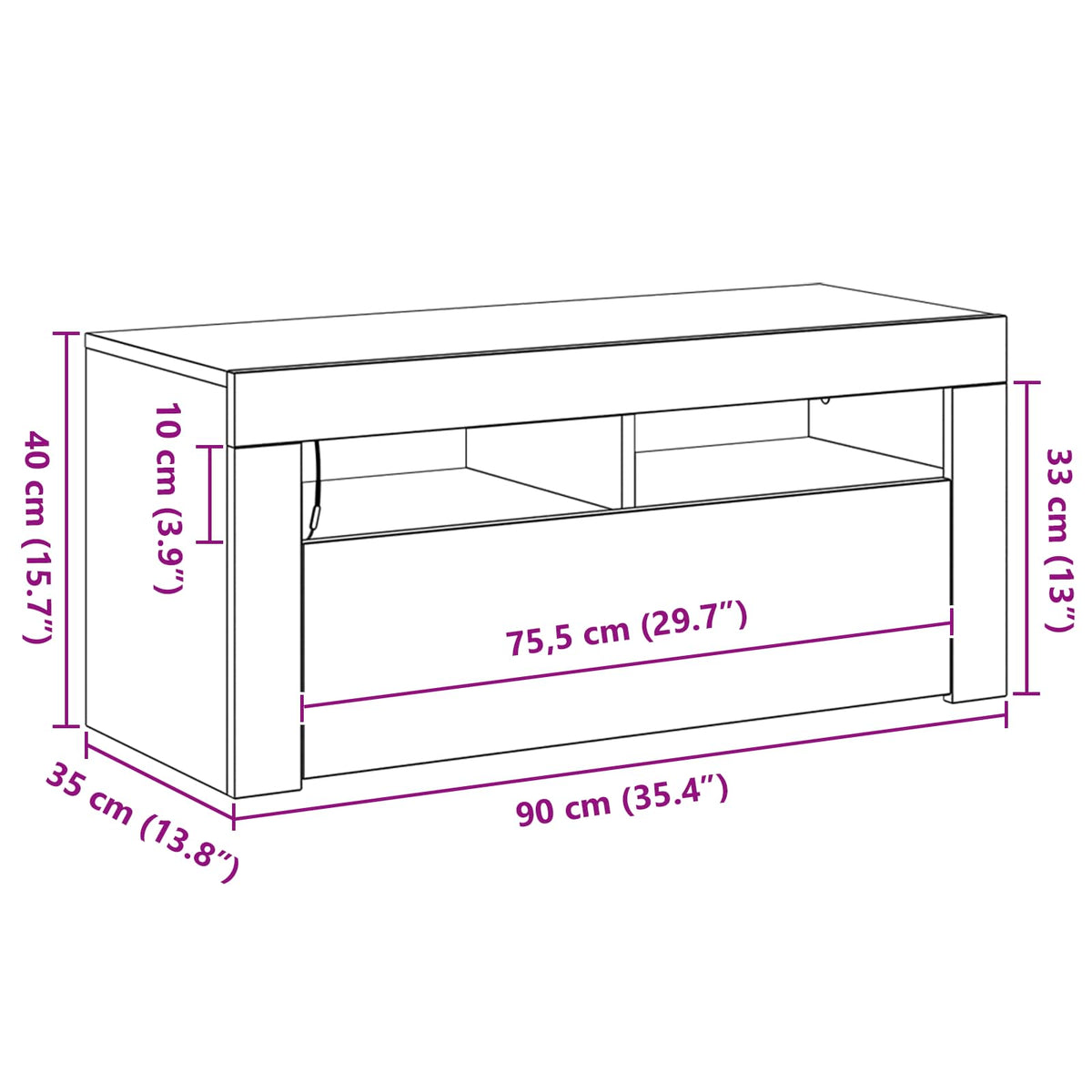 Tv-Skap Med Skuff Svart Eik 90 X 39 X 30 Cm Konstruert Tre