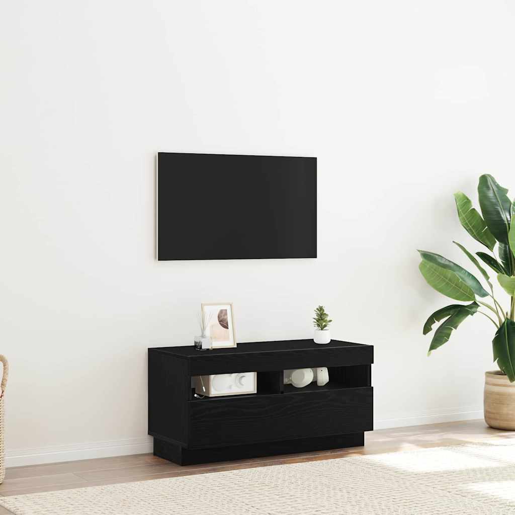 Tv-Skap Svart Eik 80 X 35 X 40 Cm Konstruert Tre