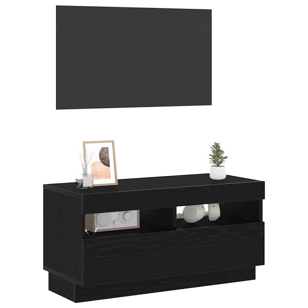 Tv-Skap Svart Eik 80 X 35 X 40 Cm Konstruert Tre