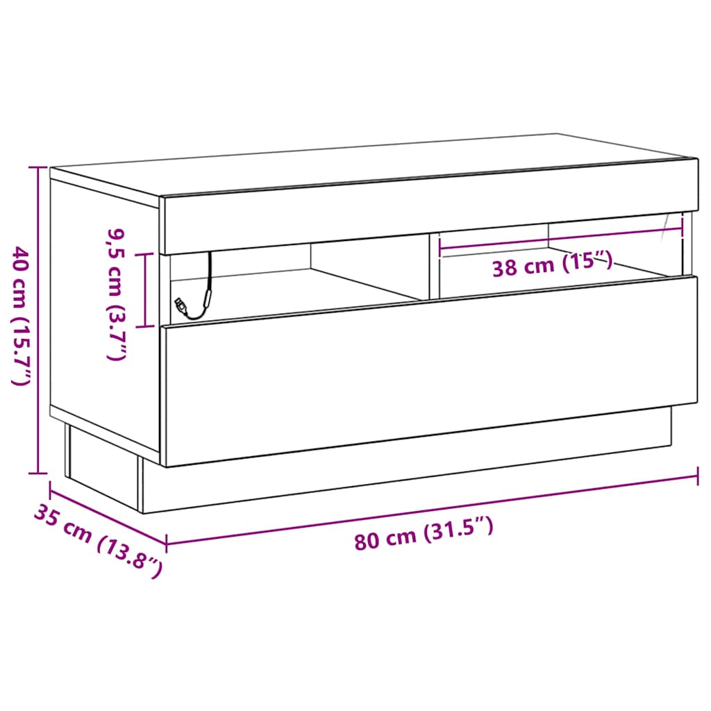 Tv-Skap Svart Eik 80 X 35 X 40 Cm Konstruert Tre