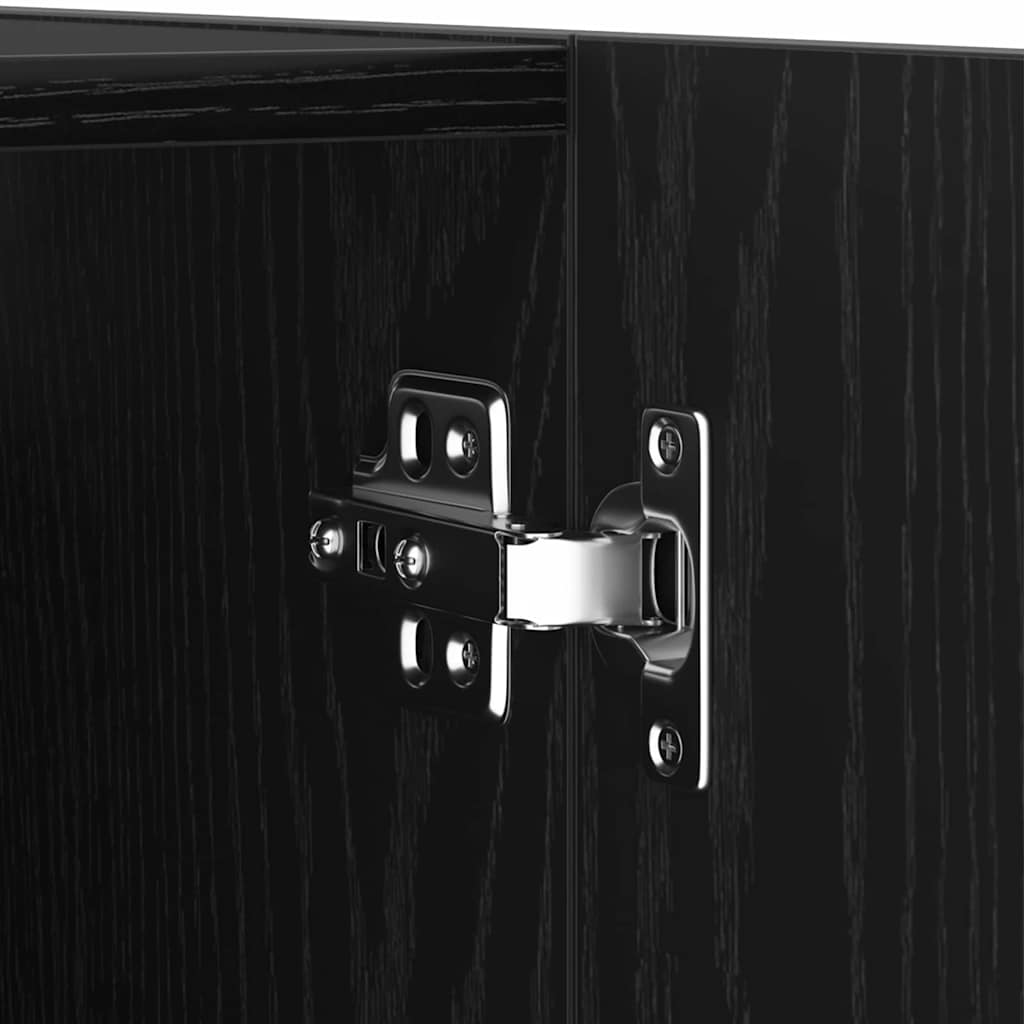 Vegghylle For Tv Svart Eik 30,5 X 30 X 90 Cm Konstruert Tre
