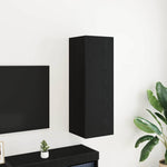 Vegghylle For Tv Svart Eik 30,5 X 30 X 90 Cm Konstruert Tre