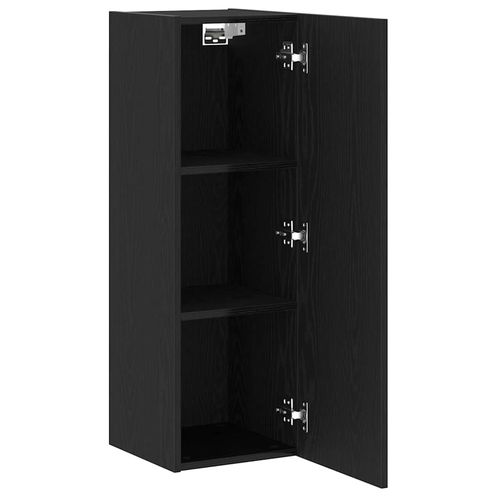 Vegghylle For Tv Svart Eik 30,5 X 30 X 90 Cm Konstruert Tre