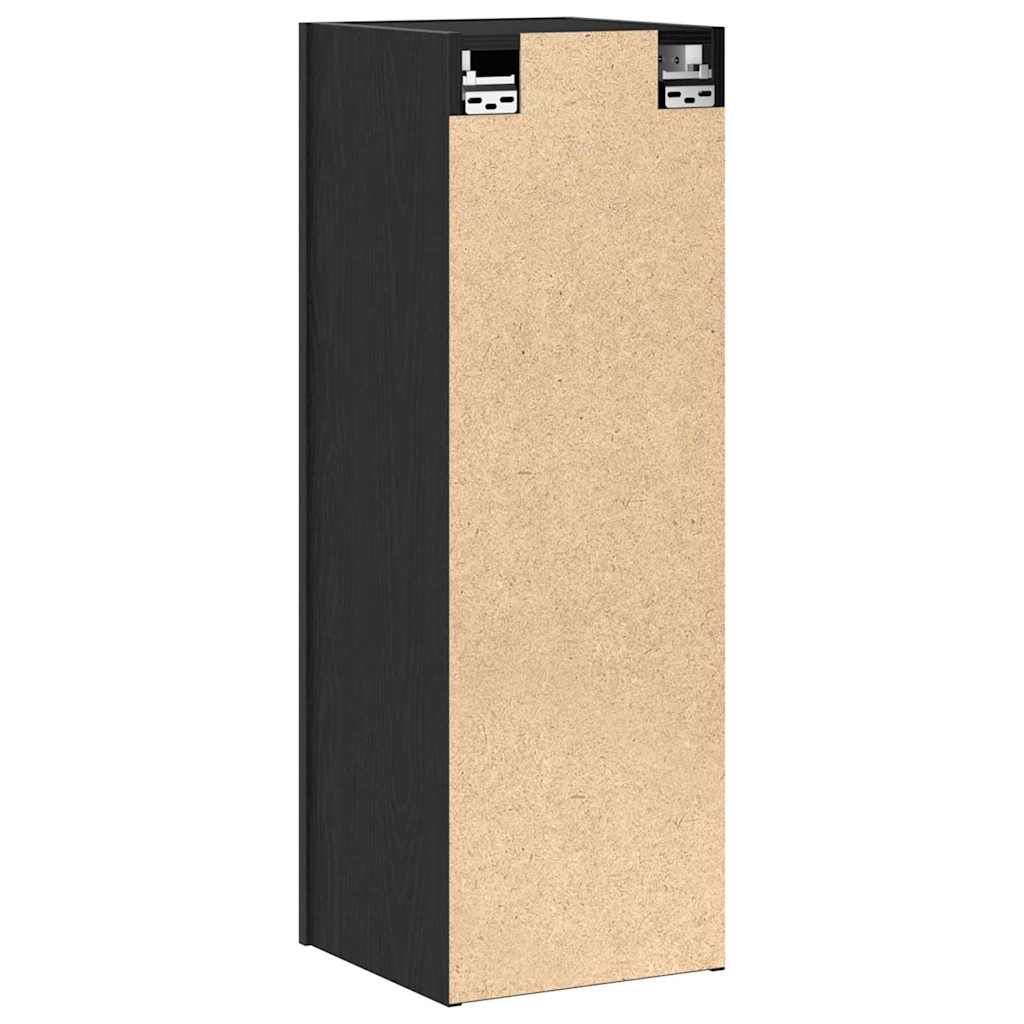 Vegghylle For Tv Svart Eik 30,5 X 30 X 90 Cm Konstruert Tre