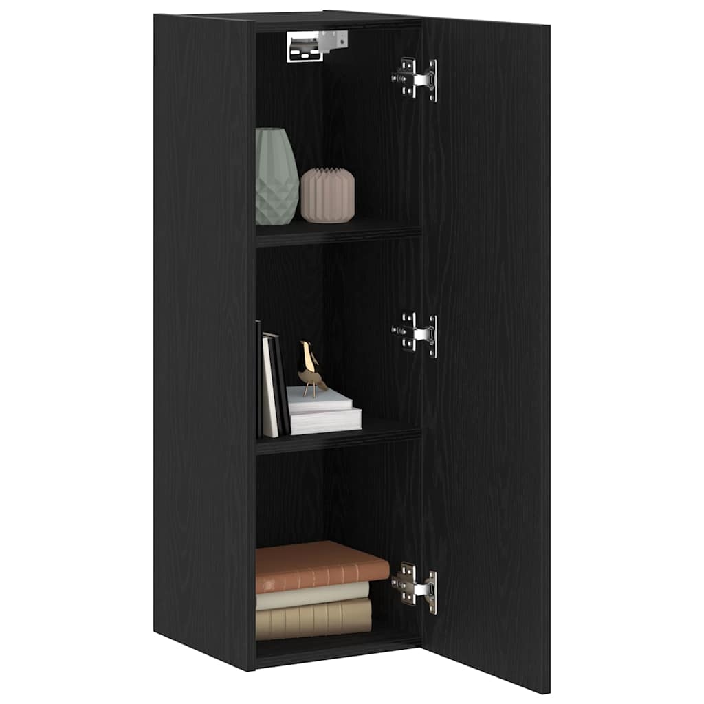 Vegghylle For Tv Svart Eik 30,5 X 30 X 90 Cm Konstruert Tre