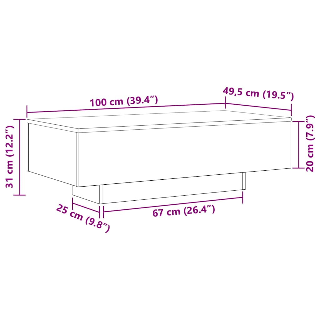 Kaffebord Svart Eik 100 X 49,5 X 31 Cm Konstruert Tre
