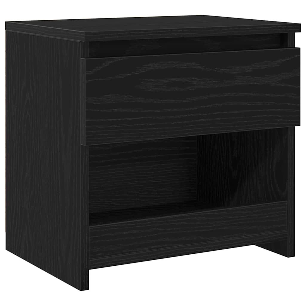 Nattbordskap Med Skuff Svart Eik 40 X 30 X 39 Cm Konstruert Tre
