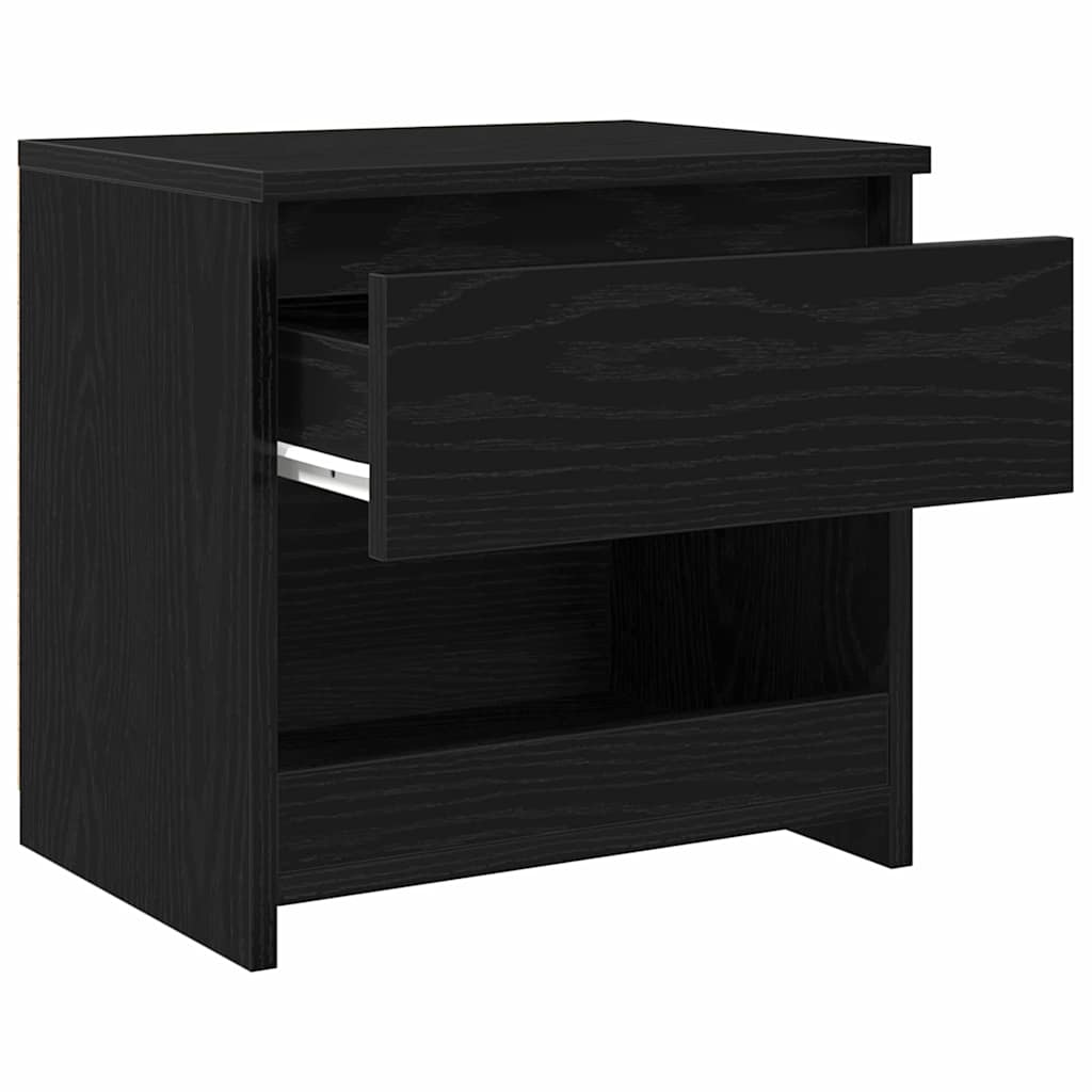 Nattbordskap Med Skuff Svart Eik 40 X 30 X 39 Cm Konstruert Tre