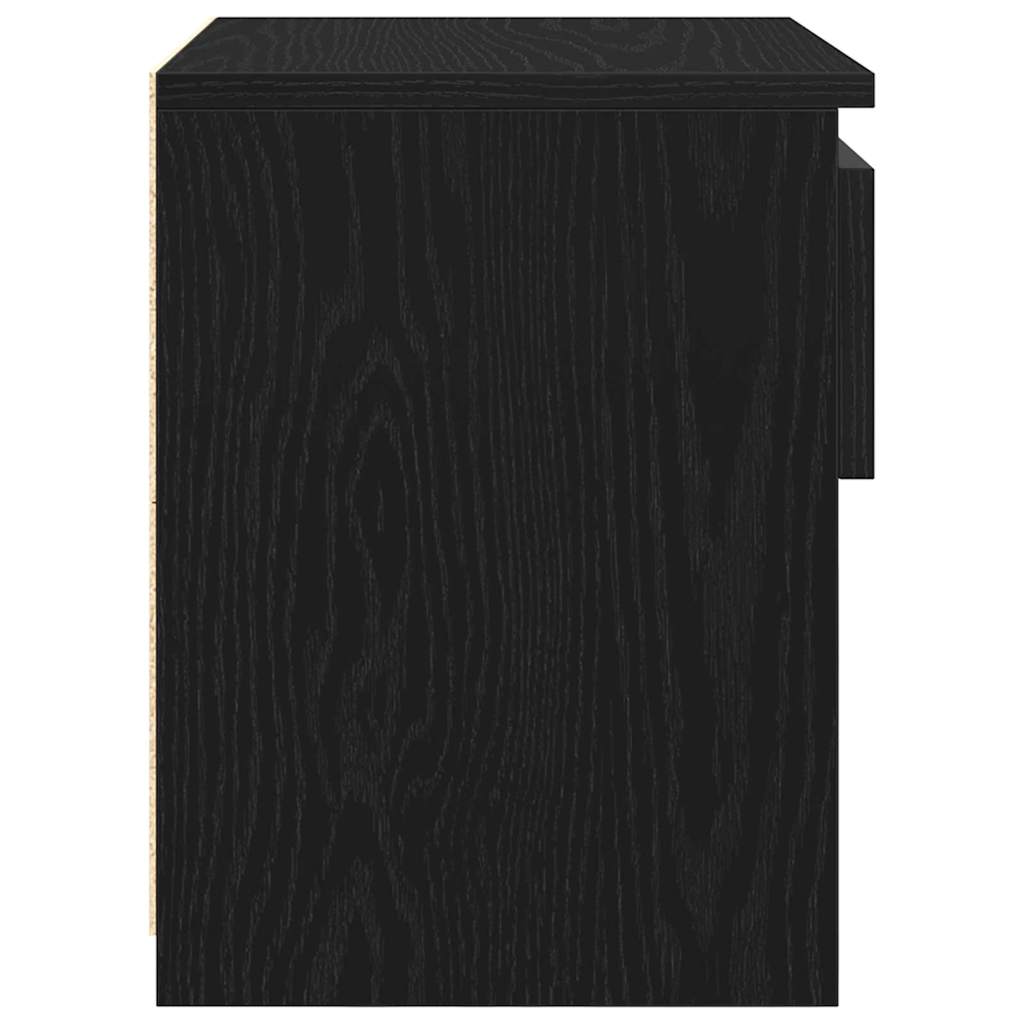 Nattbordskap Med Skuff Svart Eik 40 X 30 X 39 Cm Konstruert Tre