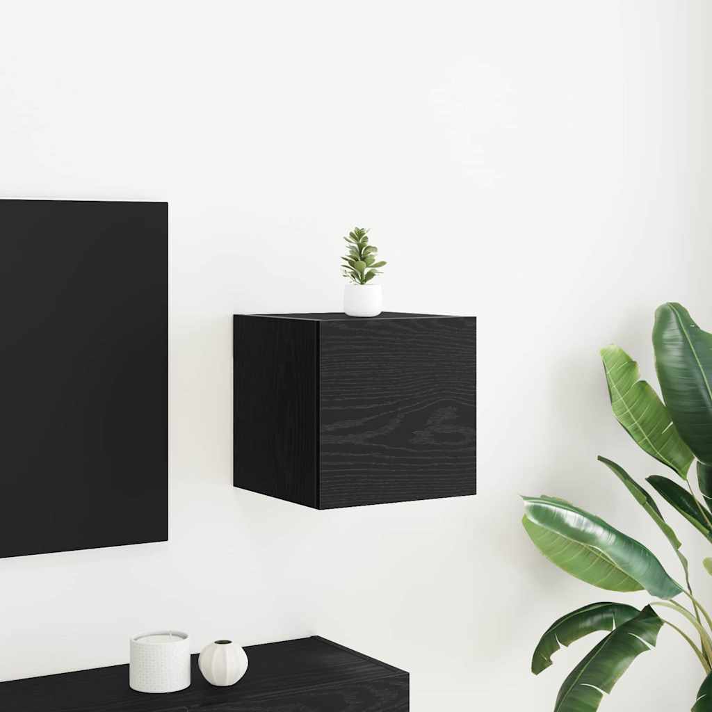 Tv-Skap Svart Eik 30,5 X 30 X 30 Cm Konstruert Tre