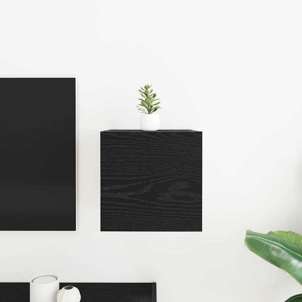 Tv-Skap Svart Eik 30,5 X 30 X 30 Cm Konstruert Tre