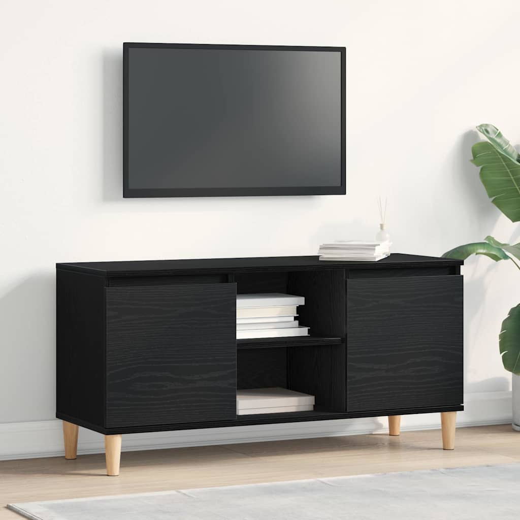 Tv-Skap Svart Eik 102 X 35 X 50 Cm Konstruert Tre