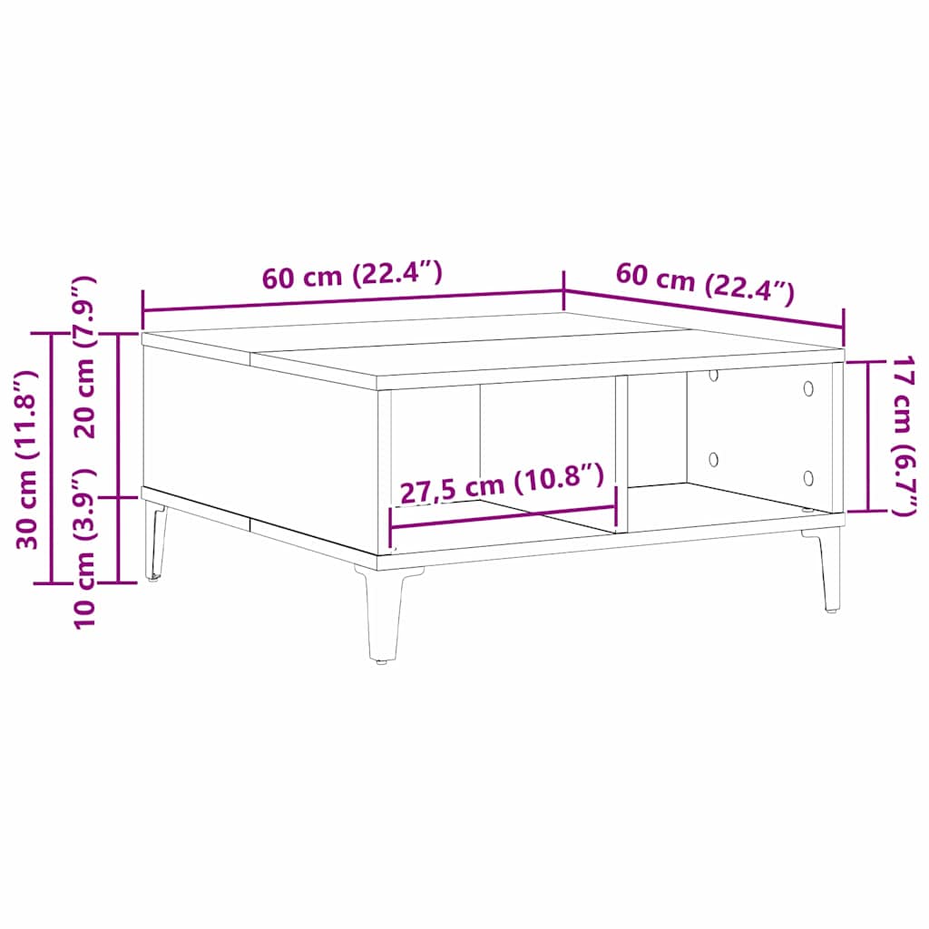 Kaffebord Svart Eik 60 X 60 X 30 Cm