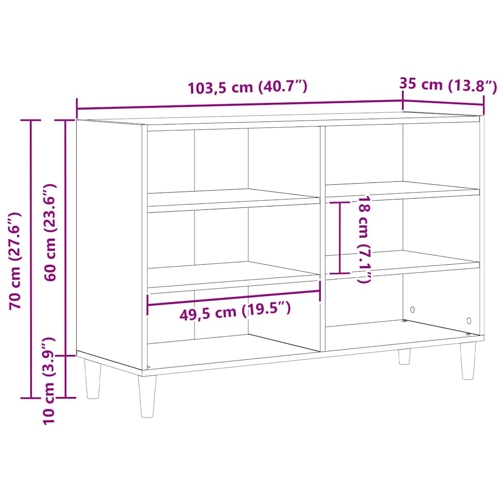Serviesskap Svart Eik 103,5 X 35 X 70 Cm Konstruert Tre