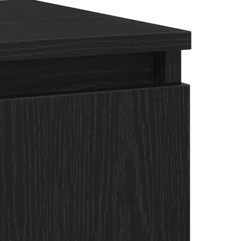 Serviesskap Med Skuff Svart Eik 104 X 35 X 70 Cm Konstruert Tre