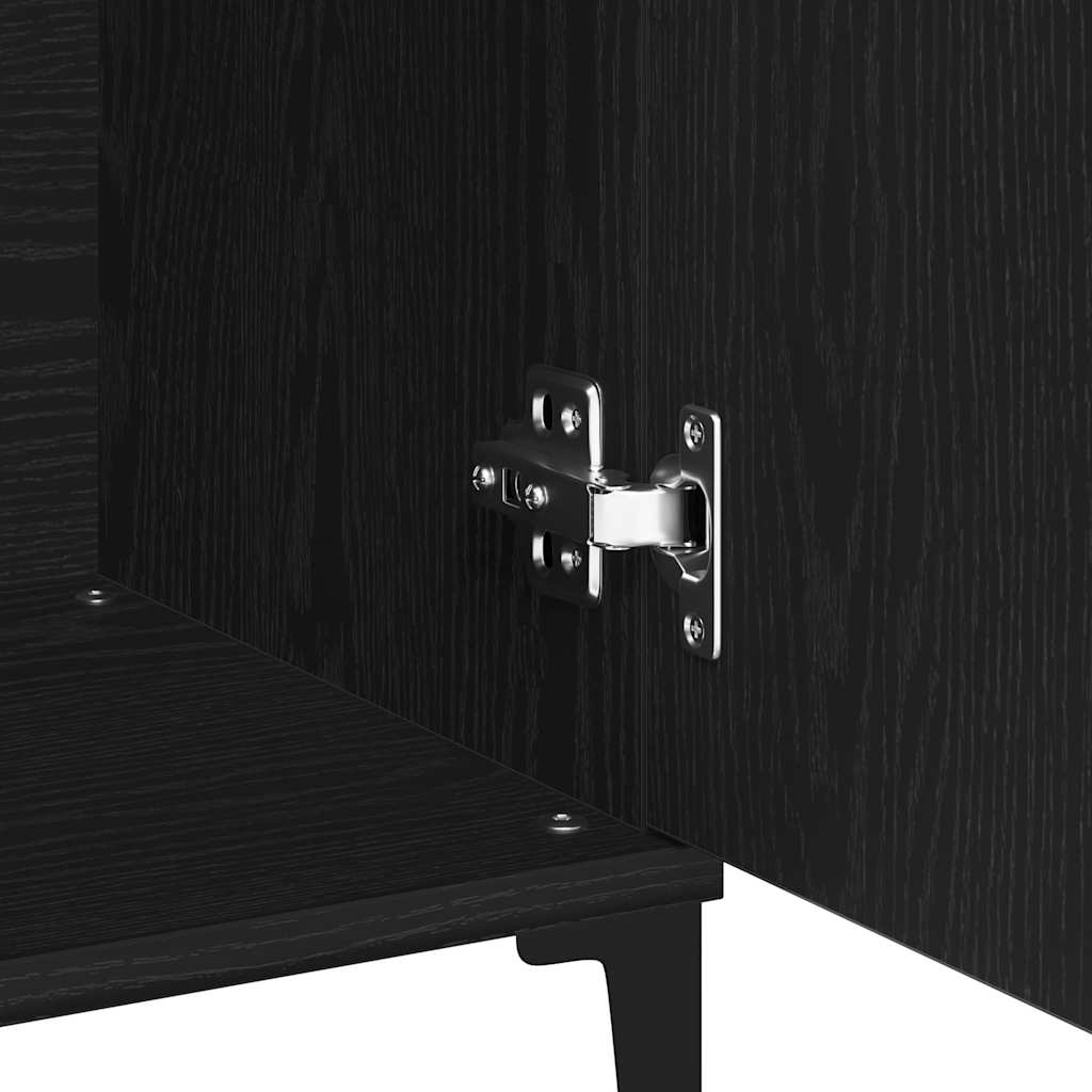 Serviesskap Med Skuff Svart Eik 104 X 35 X 70 Cm Konstruert Tre