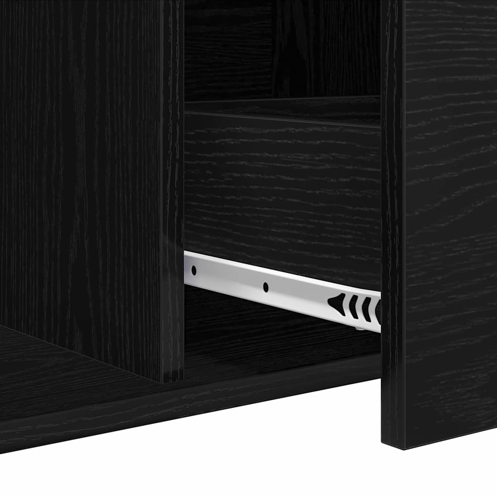 Serviesskap Med Skuff Svart Eik 104 X 35 X 70 Cm Konstruert Tre