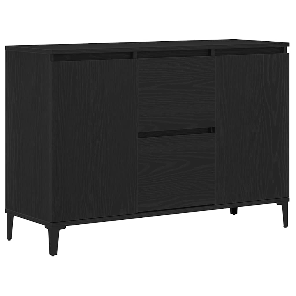 Serviesskap Med Skuff Svart Eik 104 X 35 X 70 Cm Konstruert Tre
