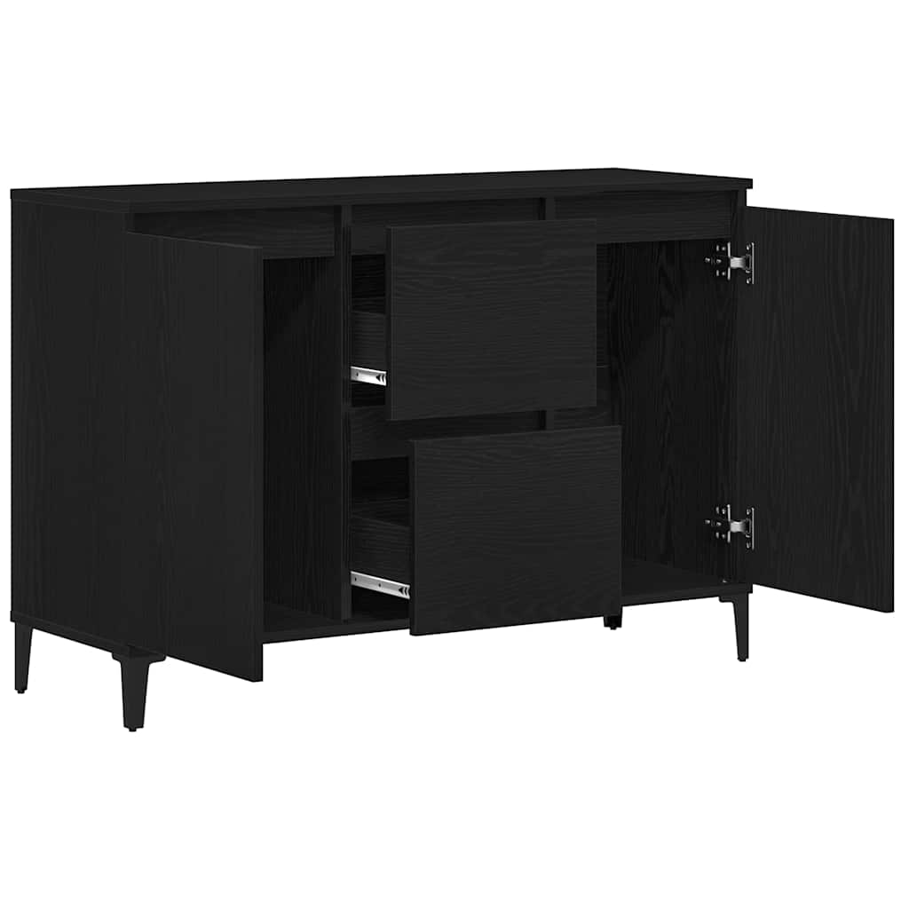 Serviesskap Med Skuff Svart Eik 104 X 35 X 70 Cm Konstruert Tre