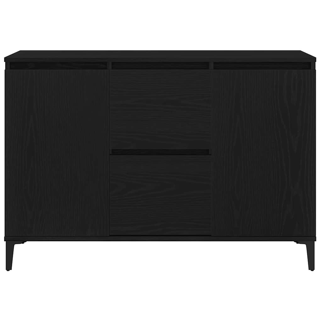 Serviesskap Med Skuff Svart Eik 104 X 35 X 70 Cm Konstruert Tre