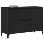 Serviesskap Med Skuff Svart Eik 104 X 35 X 70 Cm Konstruert Tre