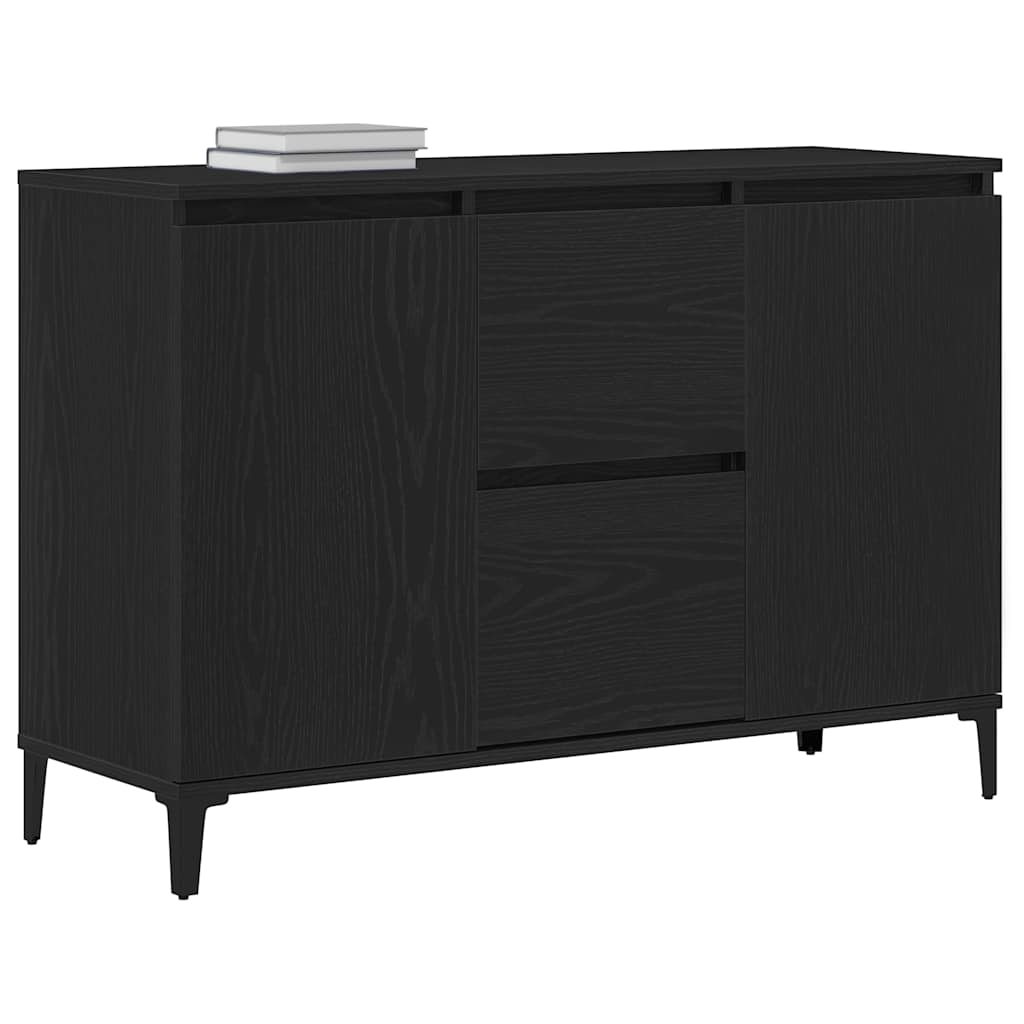 Serviesskap Med Skuff Svart Eik 104 X 35 X 70 Cm Konstruert Tre