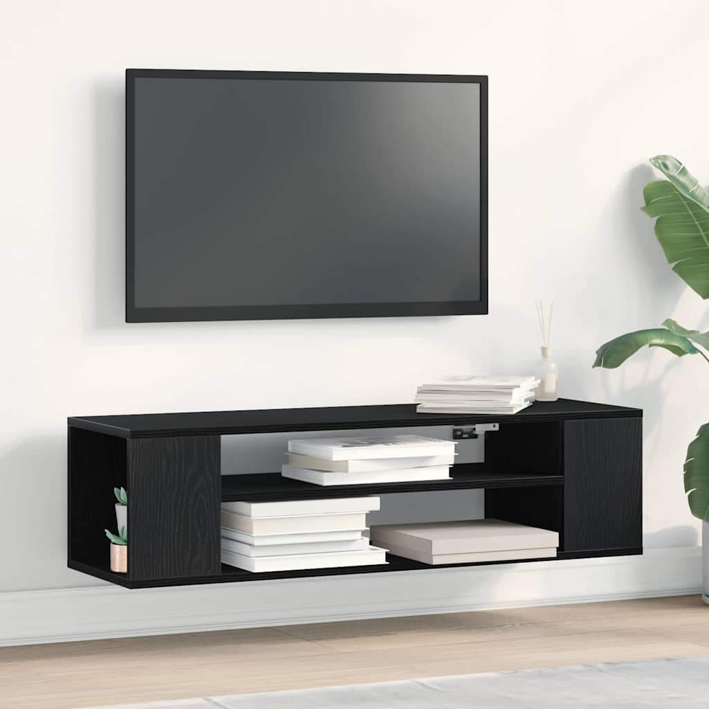 Tv-Skap Svart Eik 100 X 30 X 26,5 Cm Konstruert Tre