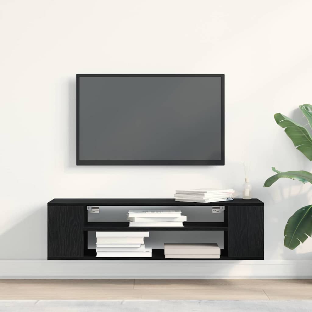 Tv-Skap Svart Eik 100 X 30 X 26,5 Cm Konstruert Tre