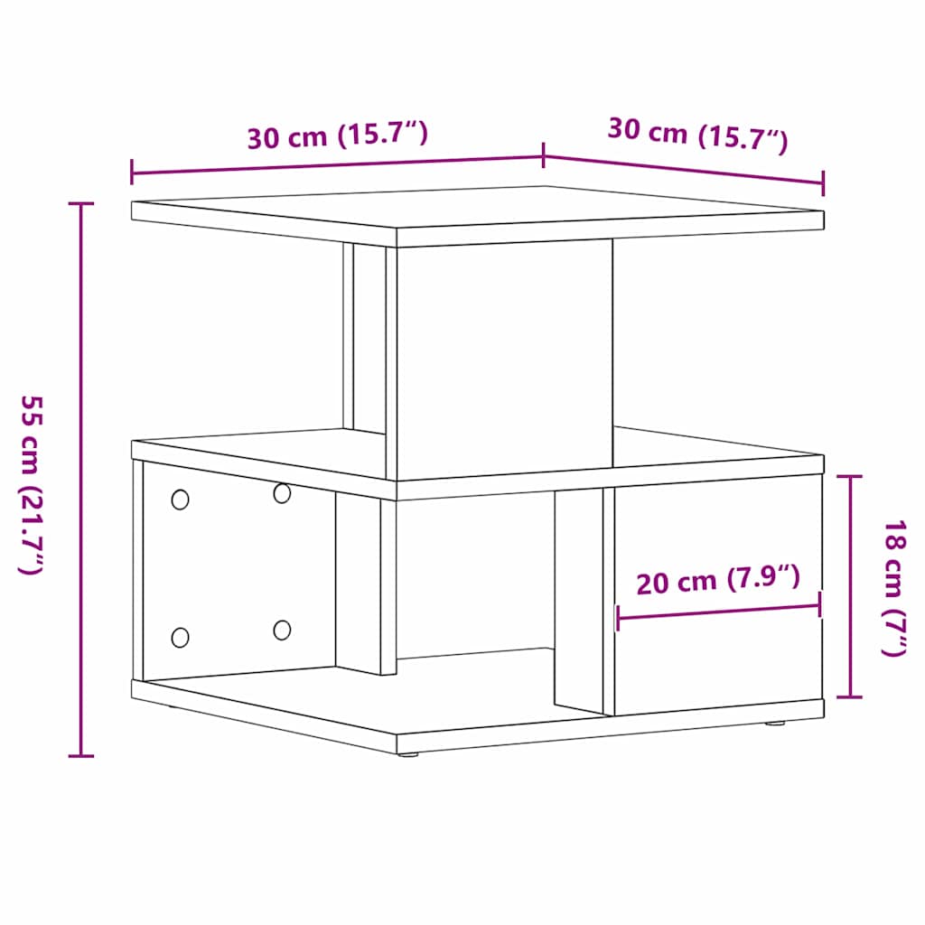 Sidetabell Gammelt Tre 40 X 40 X 40 Cm Konstruert Tre
