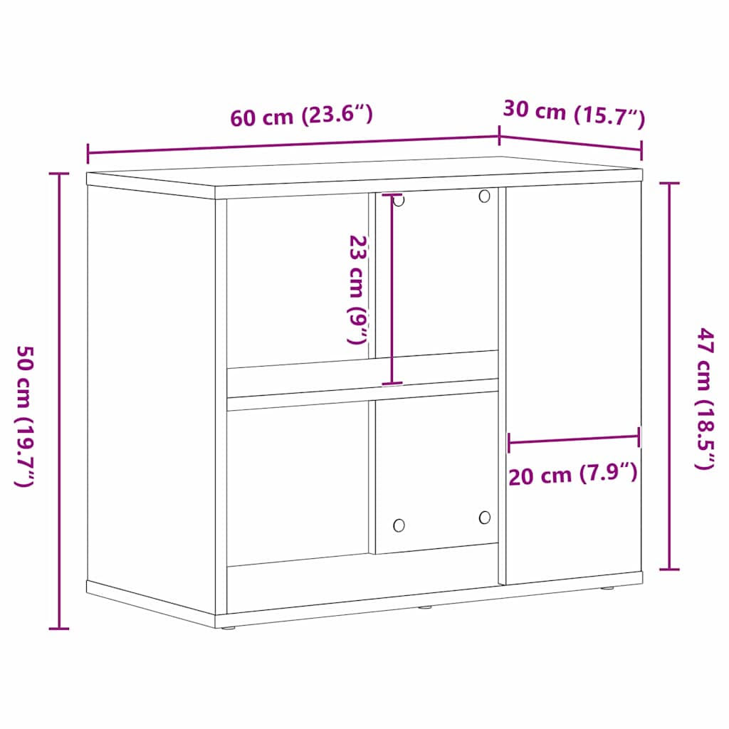 Serviesskap Med Skuff Svart Eik 60 X 30 X 50 Cm Konstruert Tre