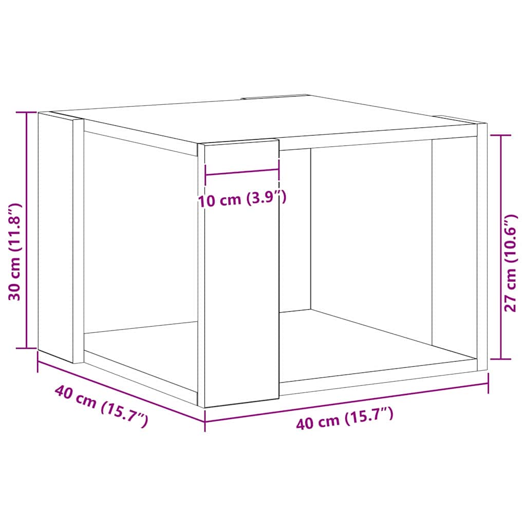 Kaffebord Svart Eik 40 X 40 X 30 Cm Konstruert Tre