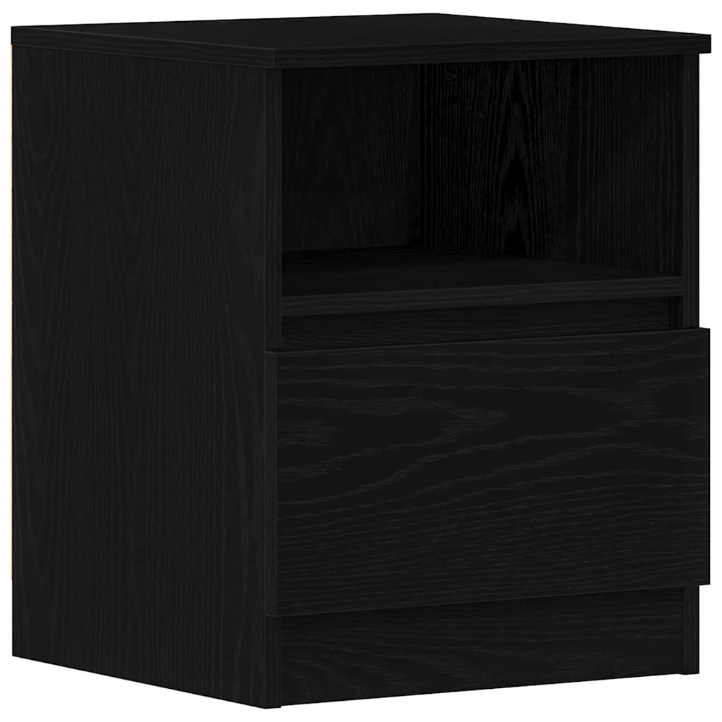 Nattbordskap Med Skuff Svart Eik 40 X 40 X 50 Cm Konstruert Tre