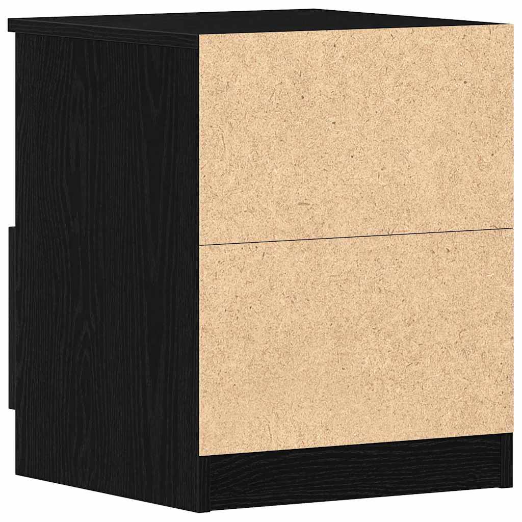 Nattbordskap Med Skuff Svart Eik 40 X 40 X 50 Cm Konstruert Tre