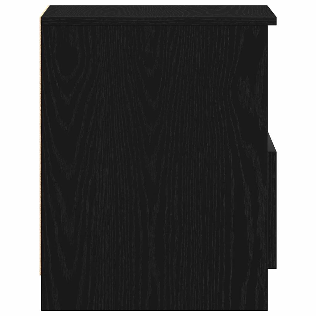Nattbordskap Med Skuff Svart Eik 40 X 40 X 50 Cm Konstruert Tre
