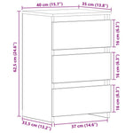 Nattbordskap Svart Eik 40 X 35 X 62,5 Cm Konstruert Tre