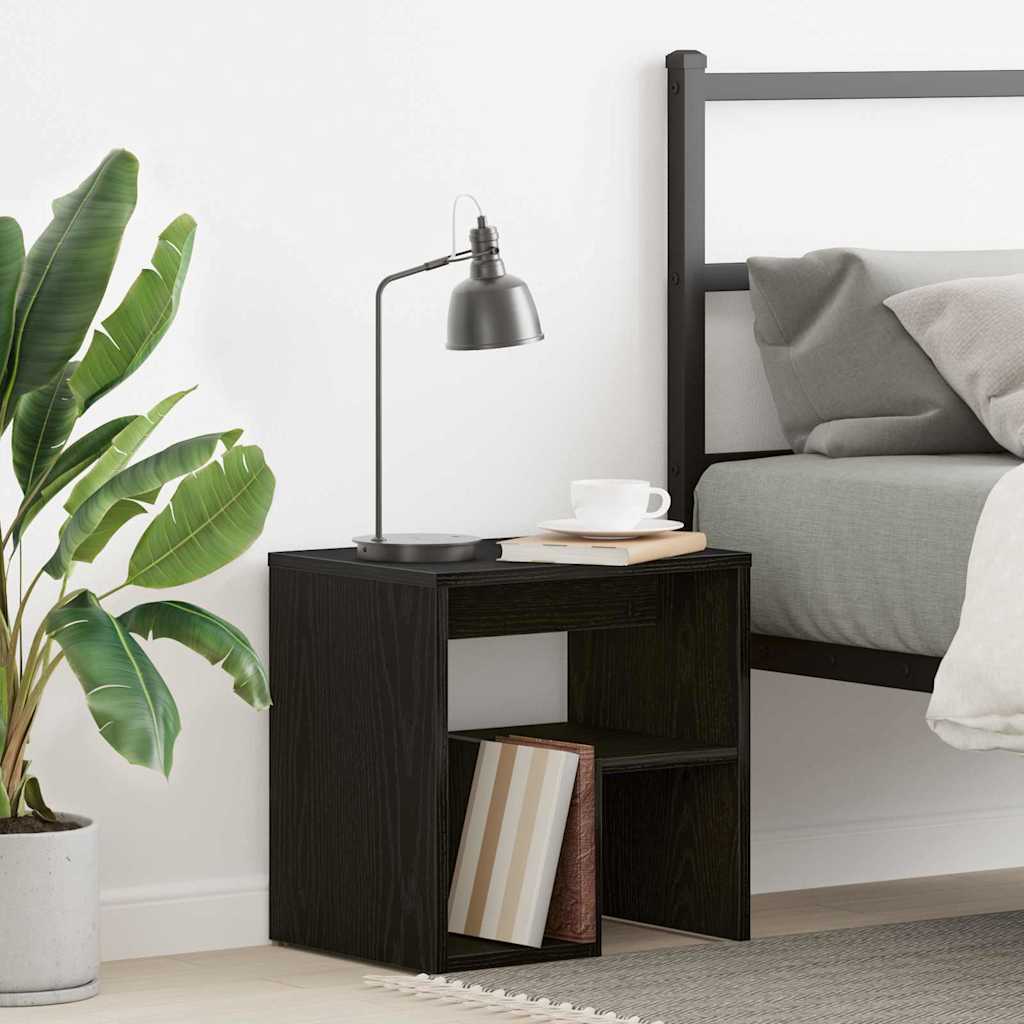 Nattbordskap Svart Eik 40 X 30 X 40 Cm Konstruert Tre