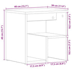 Nattbordskap Svart Eik 40 X 30 X 40 Cm Konstruert Tre