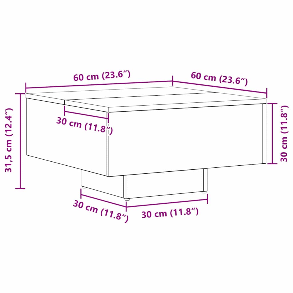 Kaffebord Svart Eik 60 X 60 X 31,5 Cm Konstruert Tre
