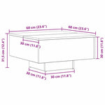 Kaffebord Svart Eik 60 X 60 X 31,5 Cm Konstruert Tre